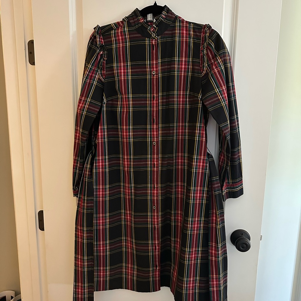 J. Crew Plaid Long Sleeve Dress - Black and Red